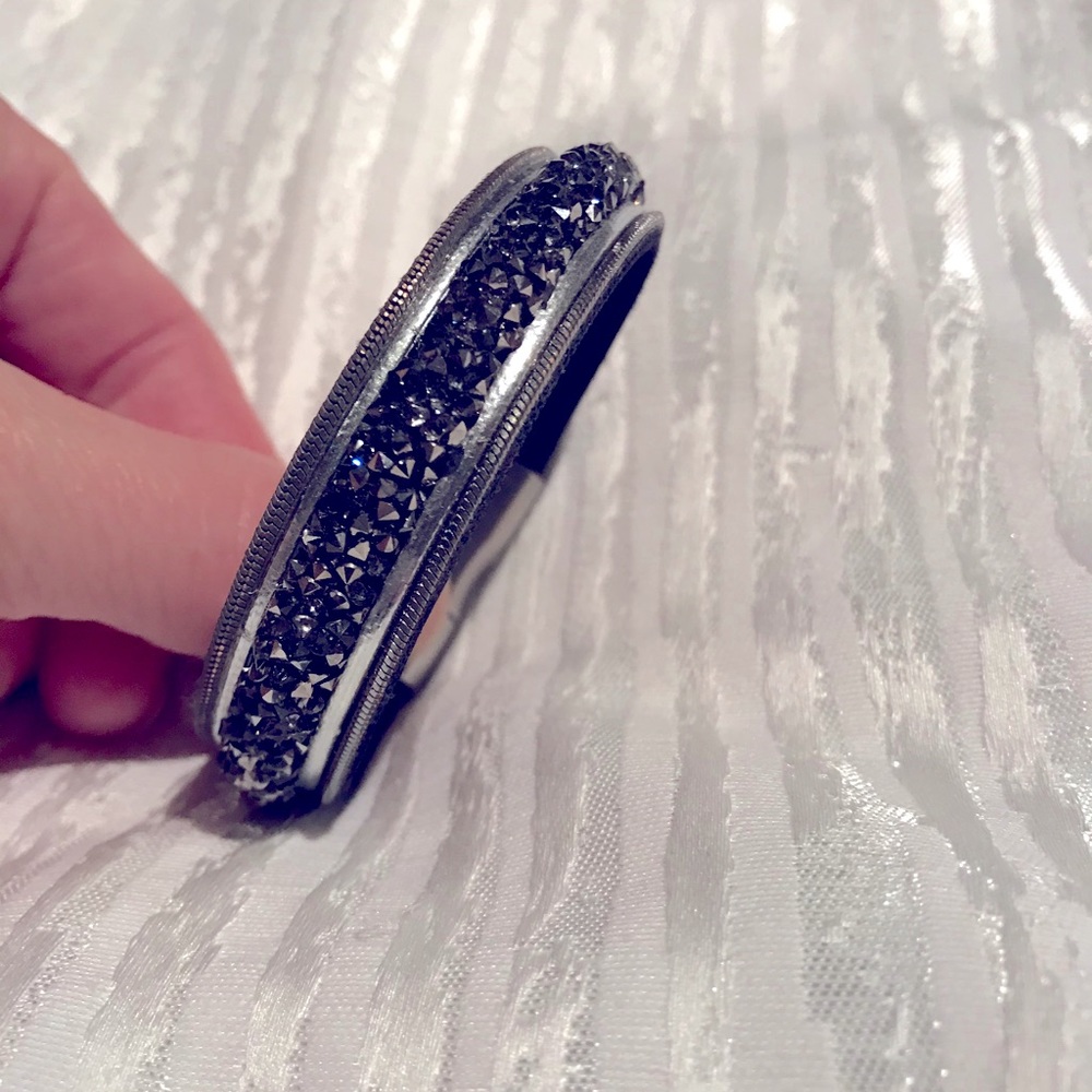 Brand New Silver cuff bracelet with crystals